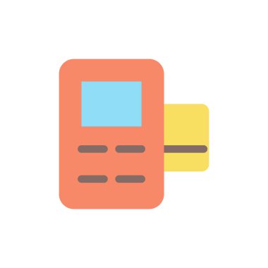 Card payment terminal flat color ui icon. Billing option. Money-transfer service. Online marketplace. Simple filled element for mobile app. Colorful solid pictogram. Vector isolated RGB illustration