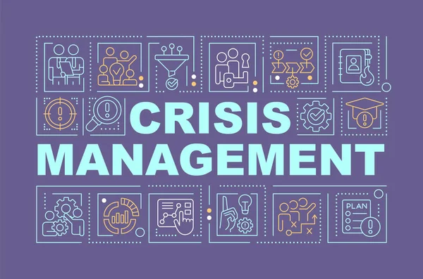 Crisis Management Word Concepts Purple Banner Business Challenges Infographics Editable — Archivo Imágenes Vectoriales
