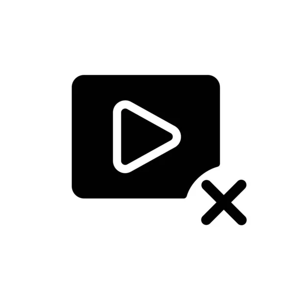 Delete Video Black Glyph Icon Cancel Playing Simple Filled Line — Archivo Imágenes Vectoriales