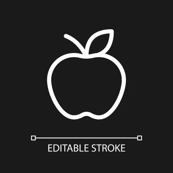 Apple Fruit Pixel Perfect White Linear Icon Dark Theme Organic — Image vectorielle