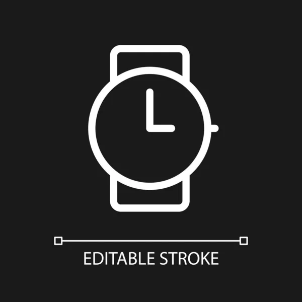 Wristwatch Pixel Perfect White Linear Icon Dark Theme Buying Watches — Archivo Imágenes Vectoriales