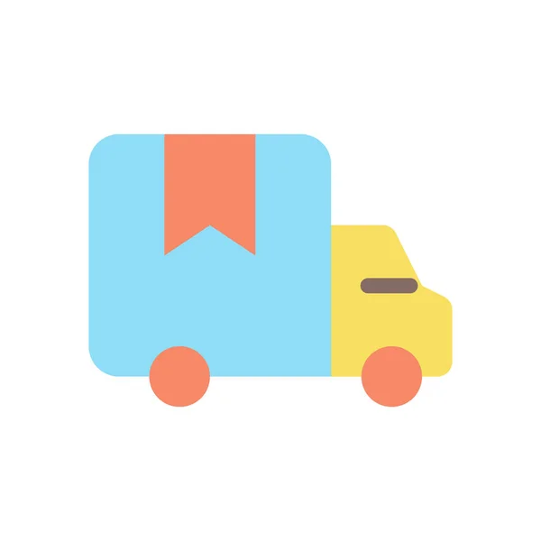 Delivery Truck Flat Color Icon Transporting Goods Products Ordering Online — Image vectorielle