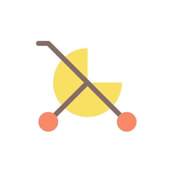 Baby Carriage Flat Color Icon Children Goods Department Kid Stroller — Stok Vektör