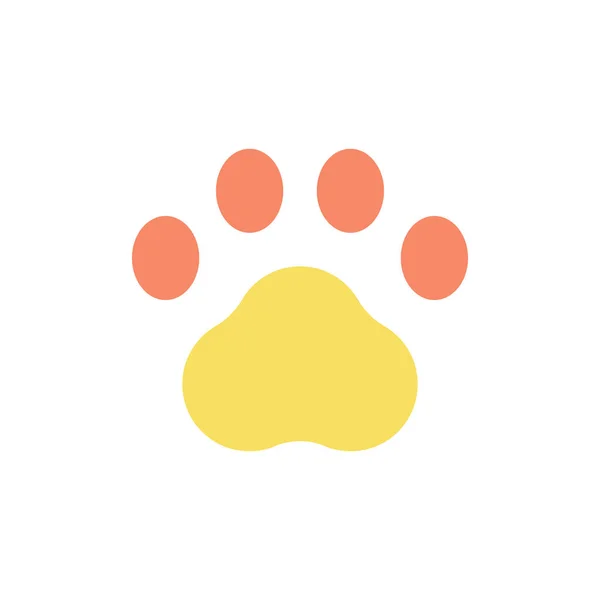 Pet Paw Flat Color Icon Goods Domestic Animals Pet Store — Vetor de Stock