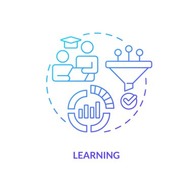 Learning blue gradient concept icon. Experience and knowledge. Model for crisis management steps abstract idea thin line illustration. Isolated outline drawing. Myriad Pro-Bold font used