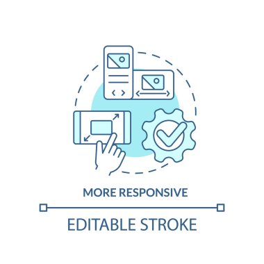 More responsive turquoise concept icon. Advantage of mobile first design abstract idea thin line illustration. Isolated outline drawing. Editable stroke. Arial, Myriad Pro-Bold fonts used