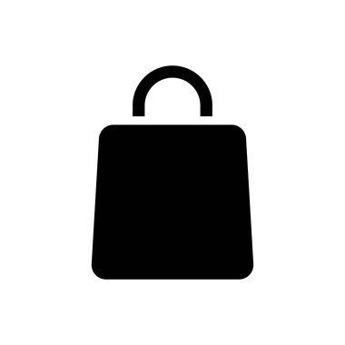 Shopping bag black glyph ui icon. Online marketplace. Apparel shop. Buying items. User interface design. Silhouette symbol on white space. Solid pictogram for web, mobile. Isolated vector illustration