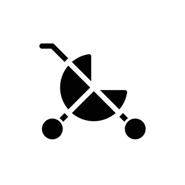 Baby carriage black glyph ui icon. Children goods department. Kid stroller. User interface design. Silhouette symbol on white space. Solid pictogram for web, mobile. Isolated vector illustration