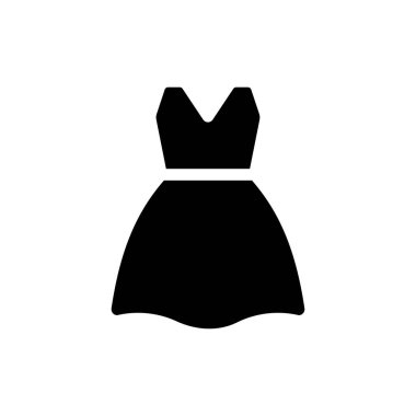 Dress black glyph ui icon. Women clothing store. Stylish apparel. User interface design. Silhouette symbol on white space. Solid pictogram for web, mobile. Isolated vector illustration