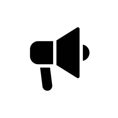 Handheld megaphone black glyph ui icon. Announce about sales. Marketing campaign. User interface design. Silhouette symbol on white space. Solid pictogram for web, mobile. Isolated vector illustration