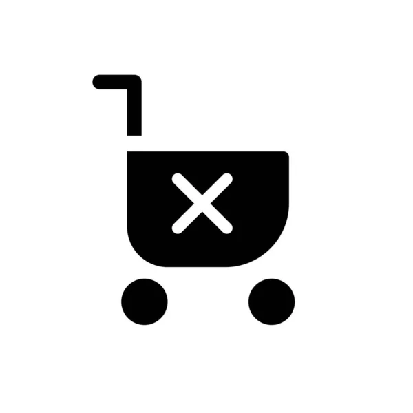 Clear Shopping Cart Black Glyph Icon Remove Products Online Marketplace — Stockvektor