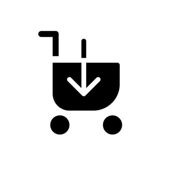 Loading Shopping Cart Black Glyph Icon Put Product Shopping Trolley — 图库矢量图片