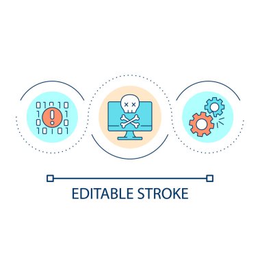 Hacker attack loop concept icon. Computer virus. Cyberattack. Digital system failure abstract idea thin line illustration. Isolated outline drawing. Editable stroke. Arial font used