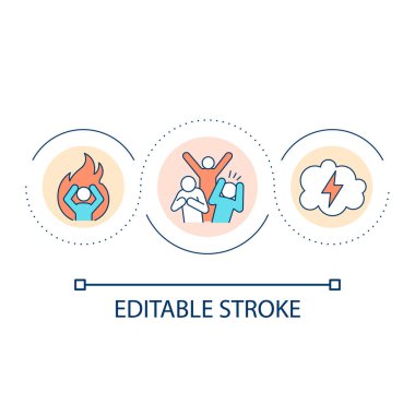 Public panic loop concept icon. Sudden sensation of fear and danger. Irrational behavior abstract idea thin line illustration. Isolated outline drawing. Editable stroke. Arial font used