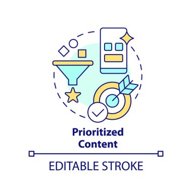 Prioritized content concept icon. Advantage of mobile first design abstract idea thin line illustration. Isolated outline drawing. Editable stroke. Arial, Myriad Pro-Bold fonts used