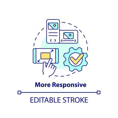 More responsive concept icon. Flexible screen size. Advantage of mobile first design abstract idea thin line illustration. Isolated outline drawing. Editable stroke. Arial, Myriad Pro-Bold fonts used