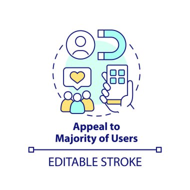 Appeal to majority of users concept icon. Advantage of mobile first design abstract idea thin line illustration. Isolated outline drawing. Editable stroke. Arial, Myriad Pro-Bold fonts used