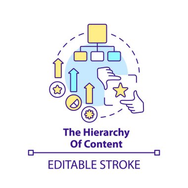 Hierarchy of content concept icon. Website arrangement. Mobile first design process abstract idea thin line illustration. Isolated outline drawing. Editable stroke. Arial, Myriad Pro-Bold fonts used