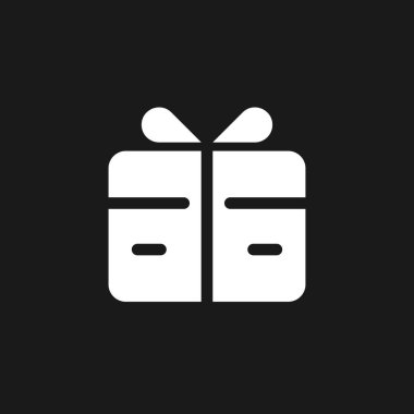 Free gift card dark mode glyph ui icon. Refer-a-friend reward. User interface design. White silhouette symbol on black space. Solid pictogram for web, mobile. Vector isolated illustration