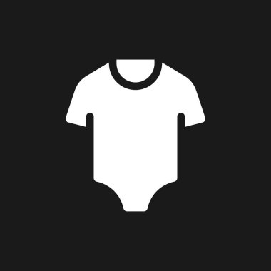 Baby bodysuit dark mode glyph ui icon. Sleepwear for kid. Infant clothes. User interface design. White silhouette symbol on black space. Solid pictogram for web, mobile. Vector isolated illustration