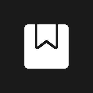 Parcel dark mode glyph ui icon. Order delivery online. E commerce site. User interface design. White silhouette symbol on black space. Solid pictogram for web, mobile. Vector isolated illustration