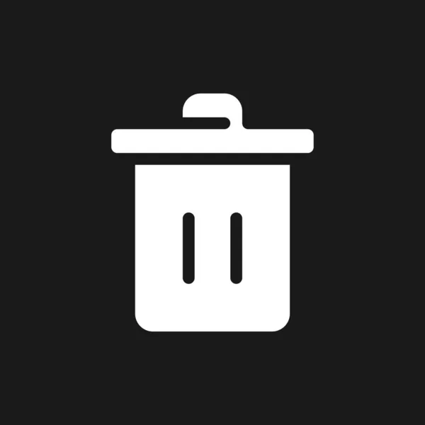 Trash Can Dark Mode Glyph Icon Recycle Bin Garbage Container — Stockový vektor
