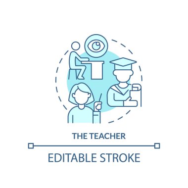 Teacher turquoise concept icon. Responsibility for student mental health abstract idea thin line illustration. Isolated outline drawing. Editable stroke. Arial, Myriad Pro-Bold fonts used