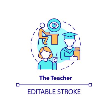 Teacher concept icon. Responsibility for student mental health abstract idea thin line illustration. Analyze problems. Isolated outline drawing. Editable stroke. Arial, Myriad Pro-Bold fonts used