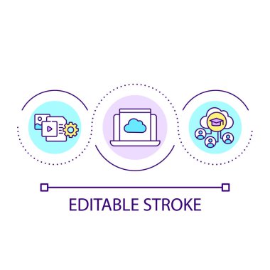 Cloud data storage loop concept icon. Access to e learning. Digital information service abstract idea thin line illustration. Isolated outline drawing. Editable stroke. Arial font used
