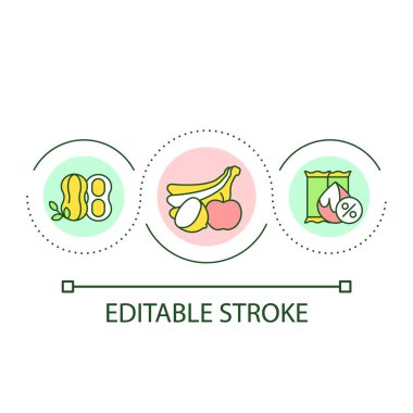 Healthy ration loop concept icon. Add more natural ingredients to nutrition. Eating patterns abstract idea thin line illustration. Isolated outline drawing. Editable stroke. Arial font used