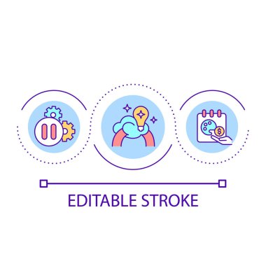 Creative thinking for success loop concept icon. Innovations for business. Inventors motivation abstract idea thin line illustration. Isolated outline drawing. Editable stroke. Arial font used