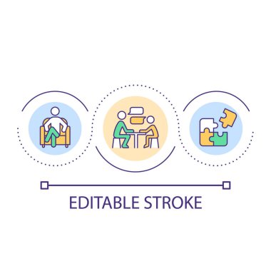 School counselor loop concept icon. Career advisor and student abstract idea thin line illustration. Increasing mental, emotional wellness. Isolated outline drawing. Editable stroke. Arial font used