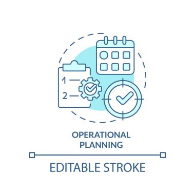 Operational planning turquoise concept icon. Tasks detalization. Business strategy abstract idea thin line illustration. Isolated outline drawing. Editable stroke. Arial, Myriad Pro-Bold fonts used