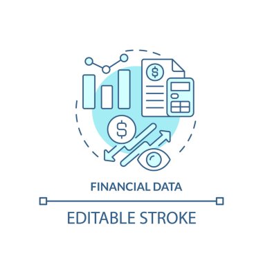 Financial data turquoise concept icon. Accounting. Advantage of business planning abstract idea thin line illustration. Isolated outline drawing. Editable stroke. Arial, Myriad Pro-Bold fonts used