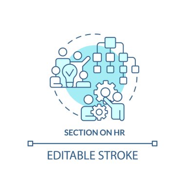 Section on HR turquoise concept icon. Team building. Advantage of business planning abstract idea thin line illustration. Isolated outline drawing. Editable stroke. Arial, Myriad Pro-Bold fonts used
