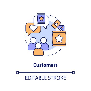 Customers concept icon. Content consumers. Creator economy stakeholder abstract idea thin line illustration. Isolated outline drawing. Editable stroke. Arial, Myriad Pro-Bold fonts used