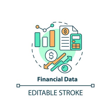 Financial data concept icon. Accounting service. Advantage of business planning abstract idea thin line illustration. Isolated outline drawing. Editable stroke. Arial, Myriad Pro-Bold fonts used