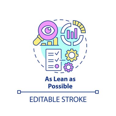 As lean as possible concept icon. Useful steps. Key element of business plan abstract idea thin line illustration. Isolated outline drawing. Editable stroke. Arial, Myriad Pro-Bold fonts used