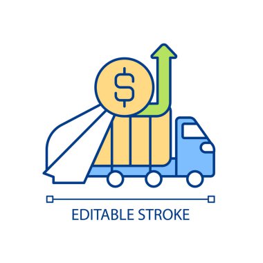 Waste collection business profitability RGB color icon. Potential growth opportunity. Recycling for profit. Isolated vector illustration. Simple filled line drawing. Editable stroke. Arial font used