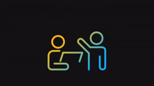 Animated Coaching Dark Gradient Icon Mentoring Process Employee Training Management — 图库视频影像