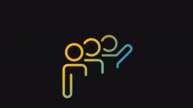 Animated succeed dark gradient icon. Successful teamwork. Management. Good performance. Loop 4k video with alpha channel on transparent background. Outline motion graphic animation for night mode