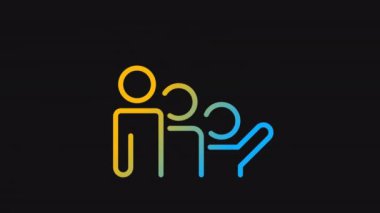 Animated passion dark gradient icon. Fulfilling dreams together. Making wish come true. Loop 4k video with alpha channel on transparent background. Outline motion graphic animation for night mode