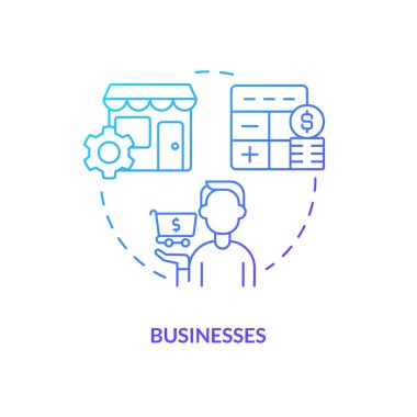 Businesses blue gradient concept icon. Commercial cooperation. Creator economy stakeholder abstract idea thin line illustration. Isolated outline drawing. Myriad Pro-Bold font used
