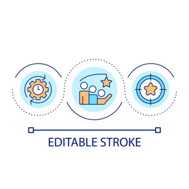 Motivate employees to reach goals loop concept icon. Effective teamwork. Business development abstract idea thin line illustration. Isolated outline drawing. Editable stroke. Arial font used