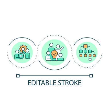 Build productive team loop concept icon. Hiring specialists for company. Collaboration abstract idea thin line illustration. Isolated outline drawing. Editable stroke. Arial font used