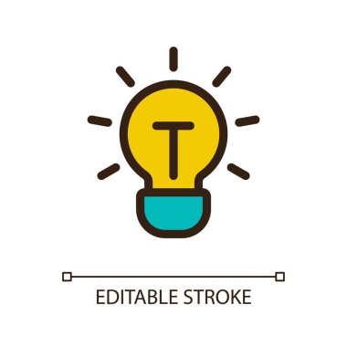 Brilliant idea pixel perfect RGB color ui icon. Creative thinking. Simple filled line element. GUI, UX design for mobile app. Vector isolated pictogram. Editable stroke. Arial font used