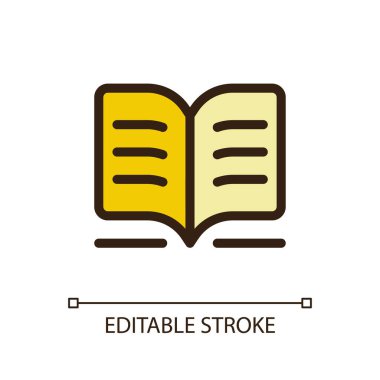 Public library pixel perfect RGB color ui icon. Assignment writing. Homework. Simple filled line element. GUI, UX design for mobile app. Vector isolated pictogram. Editable stroke. Arial font used