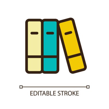 Messy bookshelf pixel perfect RGB color ui icon. Disorganized shelf. Simple filled line element. GUI, UX design for mobile app. Vector isolated pictogram. Editable stroke. Arial font used