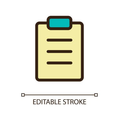 Filled tablet pixel perfect RGB color ui icon. Handwriting notes. Collect data. Simple filled line element. GUI, UX design for mobile app. Vector isolated pictogram. Editable stroke. Arial font used