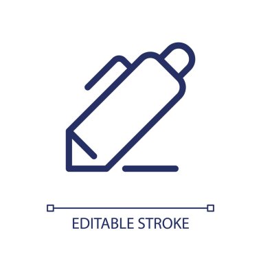 Note-taking pixel perfect linear ui icon. Classroom activity for student. Write out. GUI, UX design. Outline isolated user interface element for app and web. Editable stroke. Arial font used